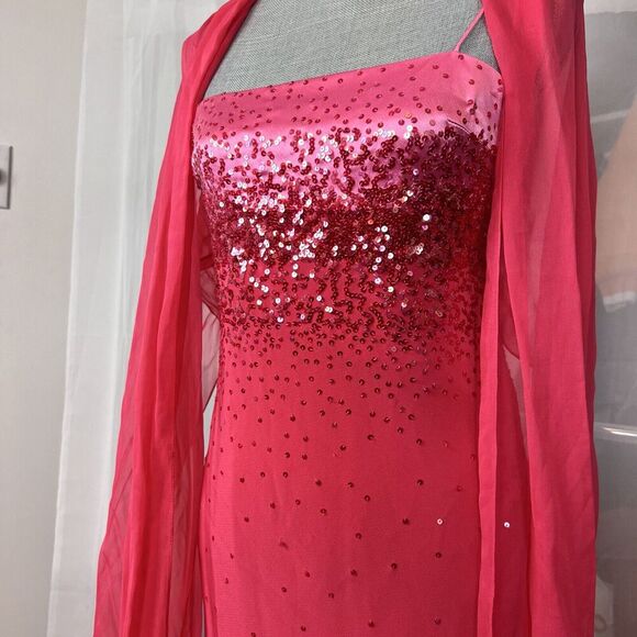 Vintage Gilar Evening wear pink embellished formal maxi dress 10 sequin prom - Picture 8 of 15